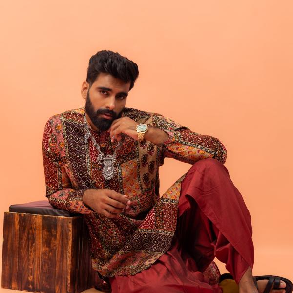Men’s Multicolor Cotton Blend Printed Kurta – Stylish & Comfortable Regular Fit