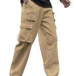 Men’s Regular Fit Low-Rise Cargo Pants | 100% Cotton | Full-Length Drawstring Waist Cargo