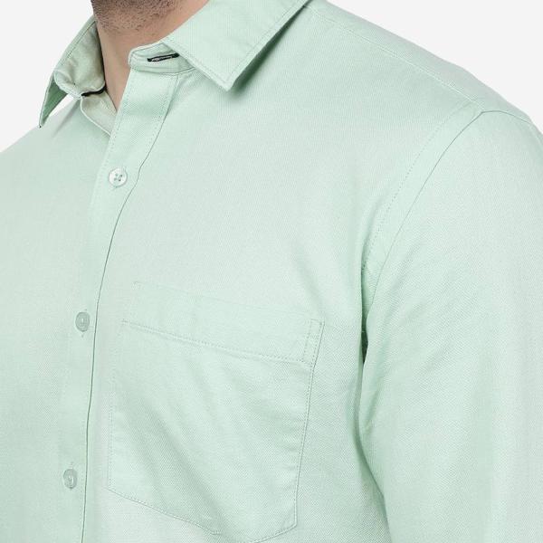 Pastel Green Solid Smart Fit Semi-Casual Men’s Shirt – 100% Cotton | FriendsWells