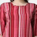 Friendswells Casual Women’s Pink Striped Printed Top | 3/4th Sleeves | Stylish Round Neck Top | Latest Trendy Tops for Women