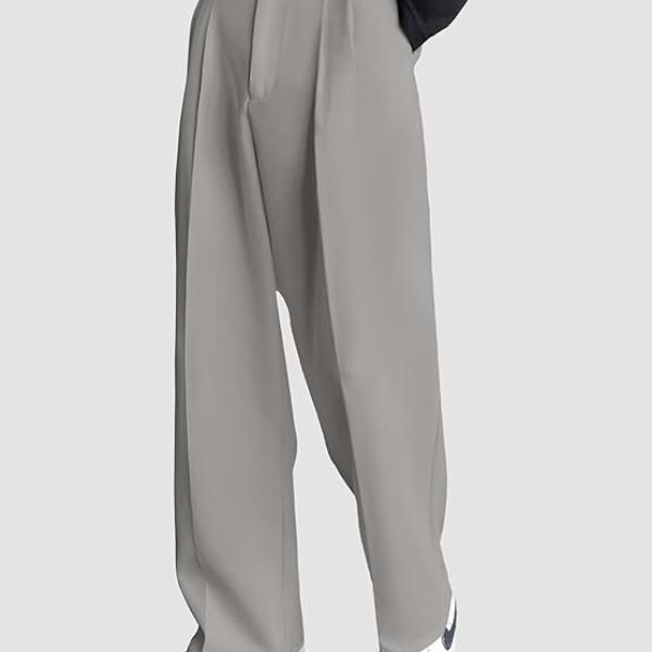 Men’s Loose Fit Korean-Style Stretchable Pants | Lightweight Polyester Blend | Breathable & Wrinkle-Resistant