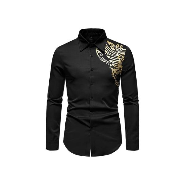 Men’s Slim Fit Printed Long Sleeve Casual Button-Down Shirt – Stylish Modern Wear for Men