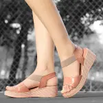 Women’s Comfortable Peach Sandals – Lightweight Synthetic Leather Casual Heeled Footwear