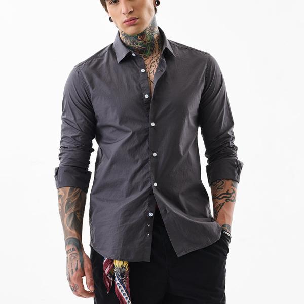 Core Lab Charcoal Grey Slim Fit Shirt for Men – 100% Cotton | Full Sleeves | Classic Plain Casual & Formal Wear