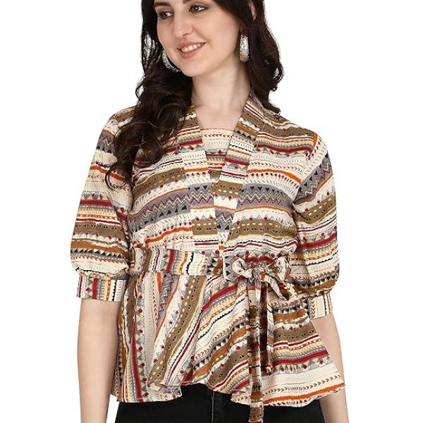 Women’s Printed Rayon Casual Top – Regular Fit, Half Sleeves, Stylish Western Wear