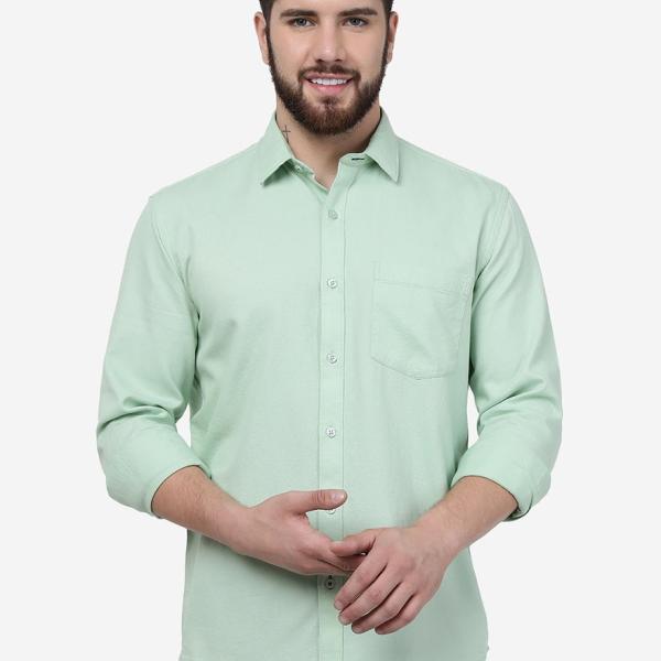 Pastel Green Solid Smart Fit Semi-Casual Men’s Shirt – 100% Cotton | FriendsWells