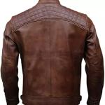 Men’s Premium Genuine Leather Biker Jacket – Distressed Vintage Look, Stand Collar, Full Sleeves, Multi-Pocket Design
