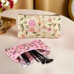 Traditional Embroidered Hand Purse Set for Women – 2 Pcs Floral Zip Pouch | Ethnic Ladies Wallet | Cream & Light Pink