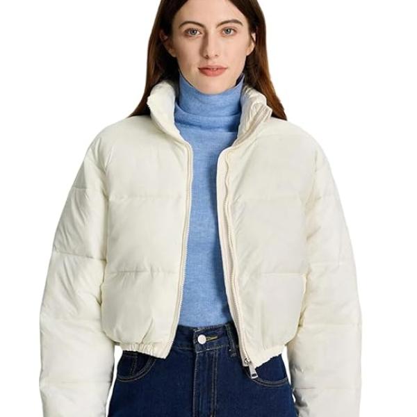 Women’s Nylon Full Sleeve Solid Puffer Jacket – Standard Length, Winter-Ready Warmth