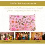 Traditional Embroidered Hand Purse Set for Women – 2 Pcs Floral Zip Pouch | Ethnic Ladies Wallet | Cream & Light Pink