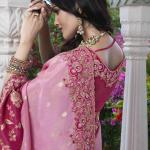 Pink Viscose Silk Embroidered Designer Wedding Saree with Unstitched Blouse – Luxury Bridal & Festive Wear