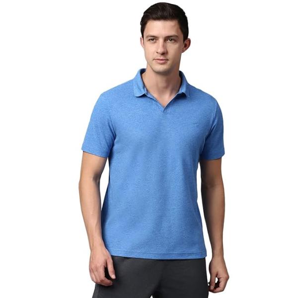 Men’s No-Button Performance Polo T-Shirt with UV Protection