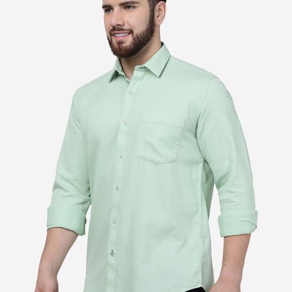 Pastel Green Solid Smart Fit Semi-Casual Men’s Shirt – 100% Cotton | FriendsWells