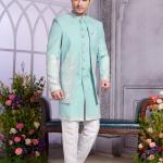 Mint Green Premium Indo Western Set for Men | Art Silk Ethnic Wedding Outfit