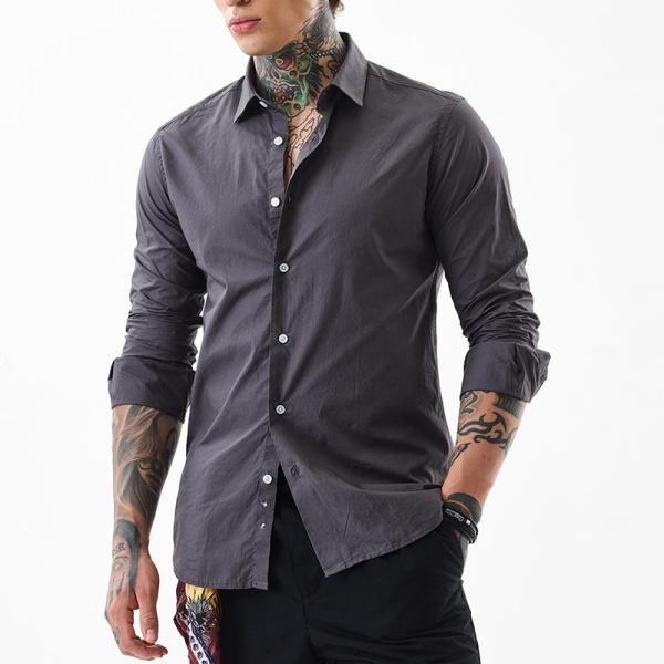 Core Lab Charcoal Grey Slim Fit Shirt for Men – 100% Cotton | Full Sleeves | Classic Plain Casual & Formal Wear