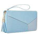 Luxury Women’s Leather Wallet – Blue Designer Clutch Purse with Multi-Slot Storage, Zip Pocket & Mobile Holder