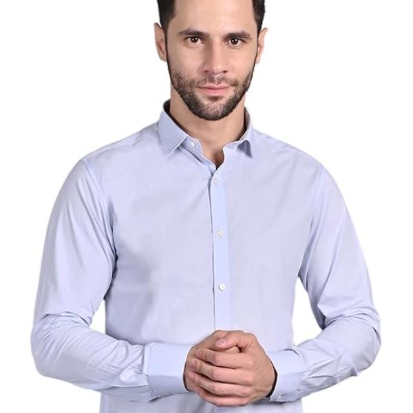 Men’s Organic Cotton Slim Fit Solid Casual Shirt – Full Sleeve, No Pocket, Button-Down Collar