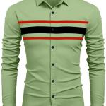 Men’s Casual Cotton Blend Button-Down Shirt – Long Sleeve Solid Regular Fit Spread Collar Shirt