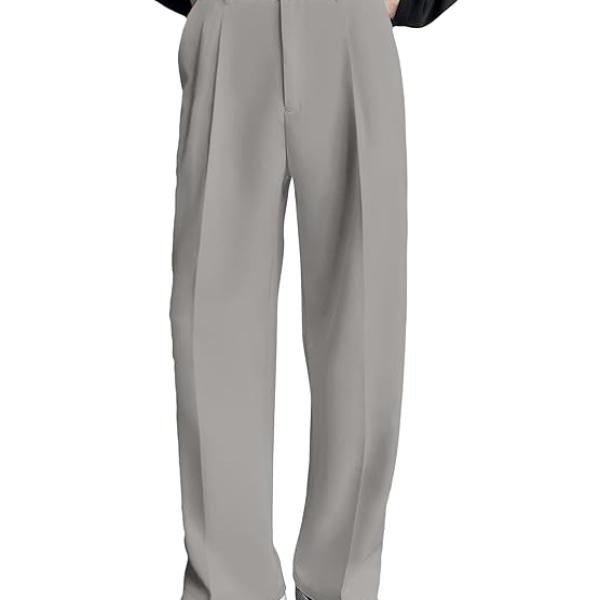 Men’s Loose Fit Korean-Style Stretchable Pants | Lightweight Polyester Blend | Breathable & Wrinkle-Resistant